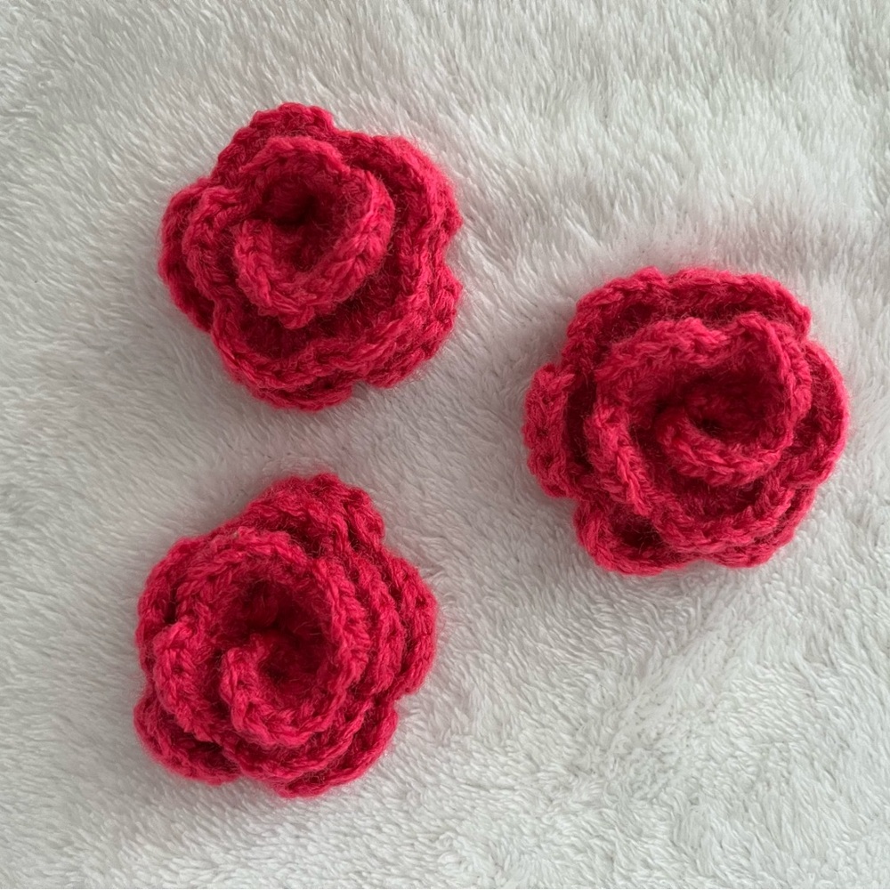 Handcrafted Hot Pink Crochet Flower Set
